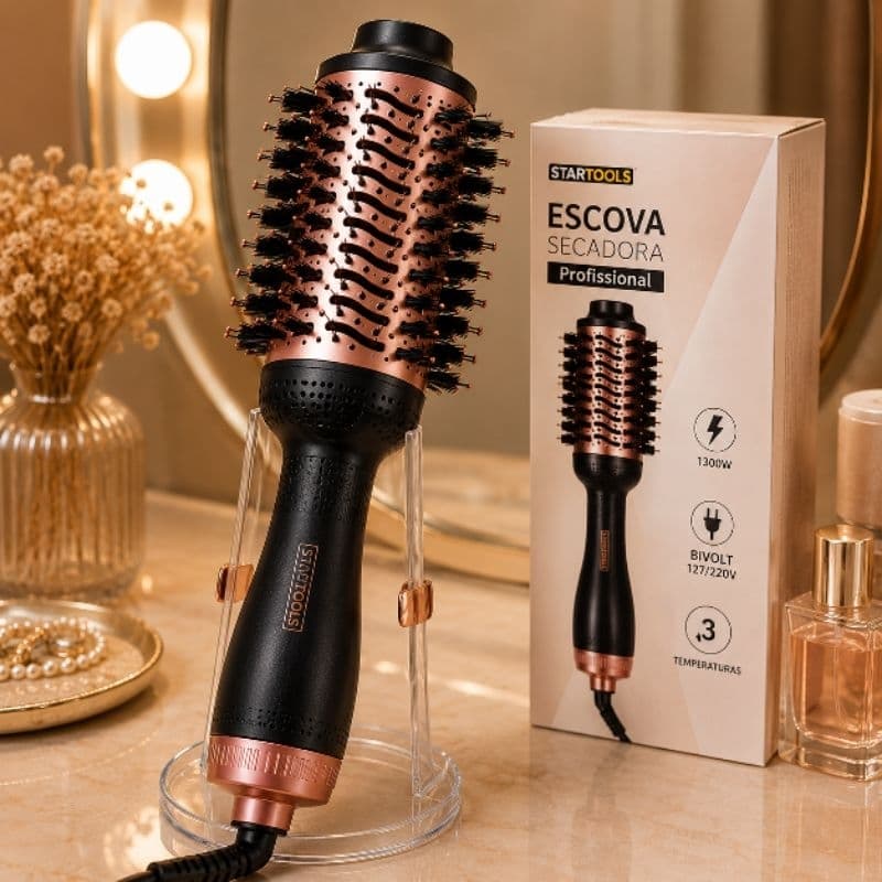 Escova Secadora Cabelo Profissional Bivolt Alisadora Modeladora Volume Prática Viagem