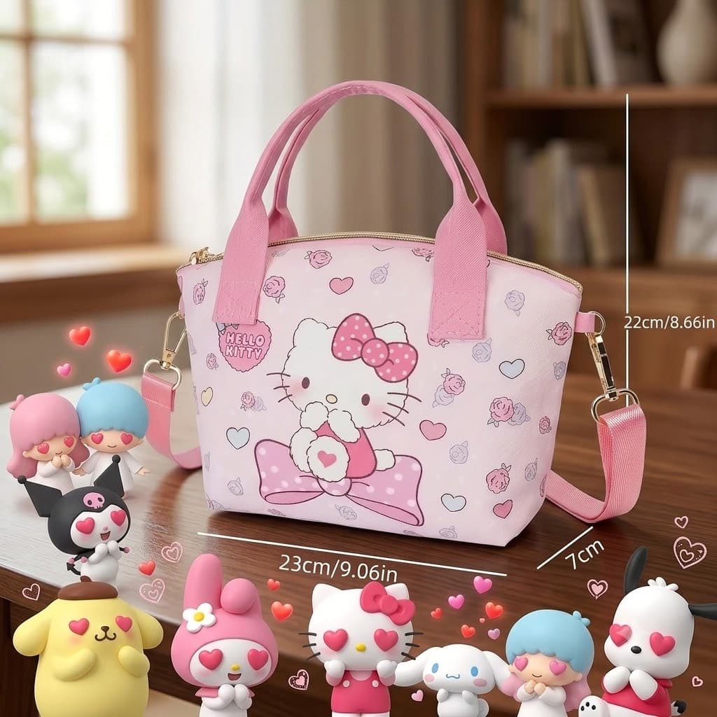 Bolsa Hello Kitty Pratica e Funcional Acompanha 2 lindos chaveiros Artemis e Luna - Pronta Entrega