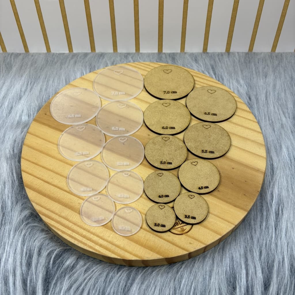 Kit de gabaritos redondos para corte e refilar – 9 tamanhos (3 a 7 cm)