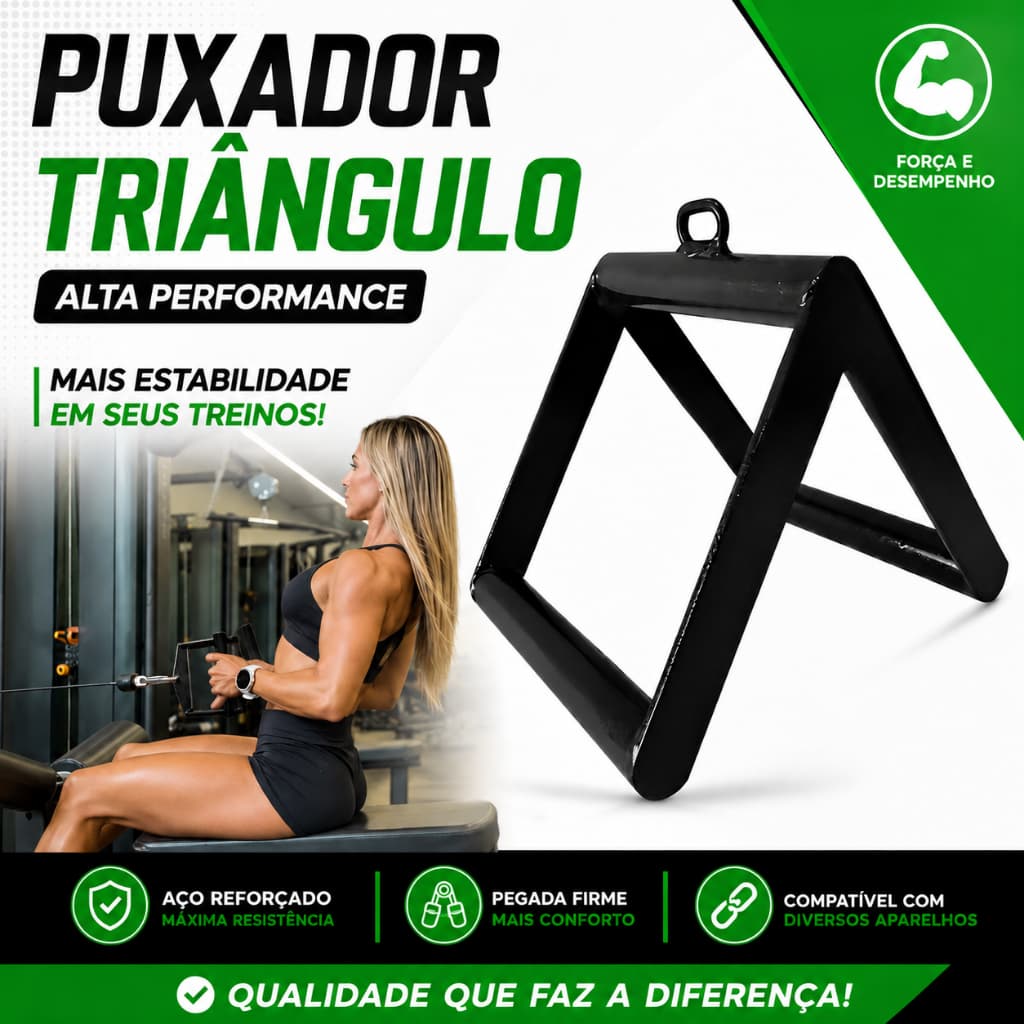 Puxador Triângulo Crossover Academia Musculação Remada Cavalinho Resistente Treino Casa Profissional