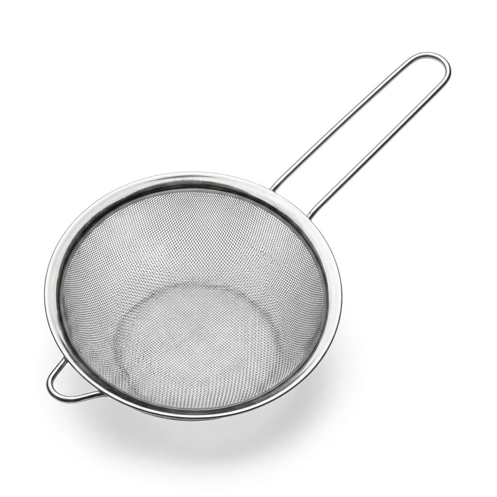 Peneira de Cozinha em Aço Inox 15cm Malha Fina Reforçada Utensílio Doméstico Confeitaria Coador Luxo