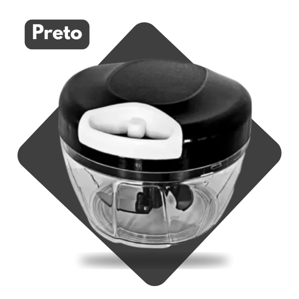 Processador Triturador Manual de Alimentos - 3 Lâminas Multifuncional com Cordinha (Cores Sortidas)