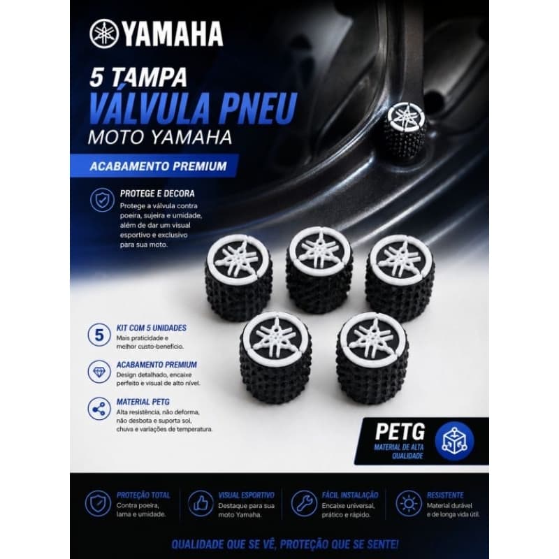 5 Tampas Válvula Pneu moto Yamaha
