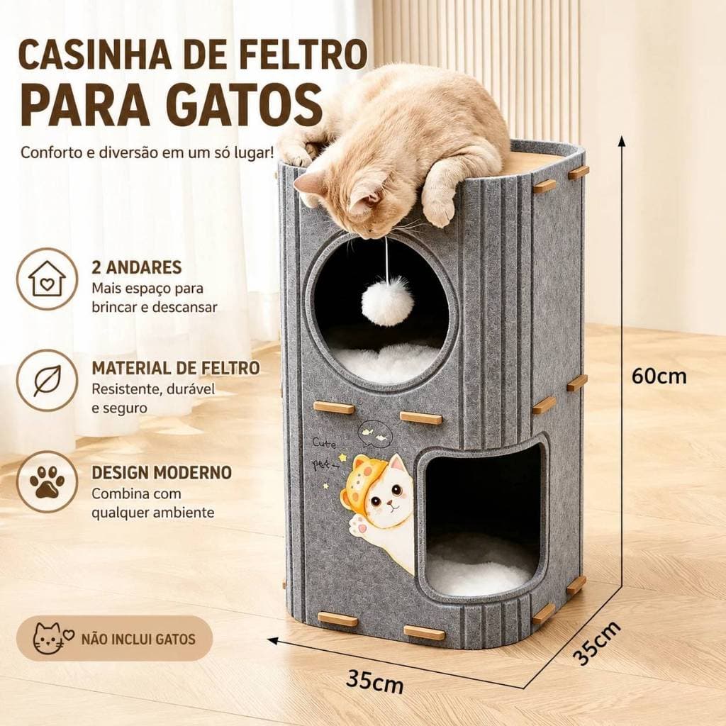 Arranhador Gatos 2 Andares Suporta 10kg 60/90cm