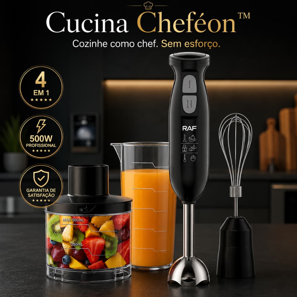 Mixer Processador Mão 4 Em 1 Misturador Moedor Mini Liquidificador
