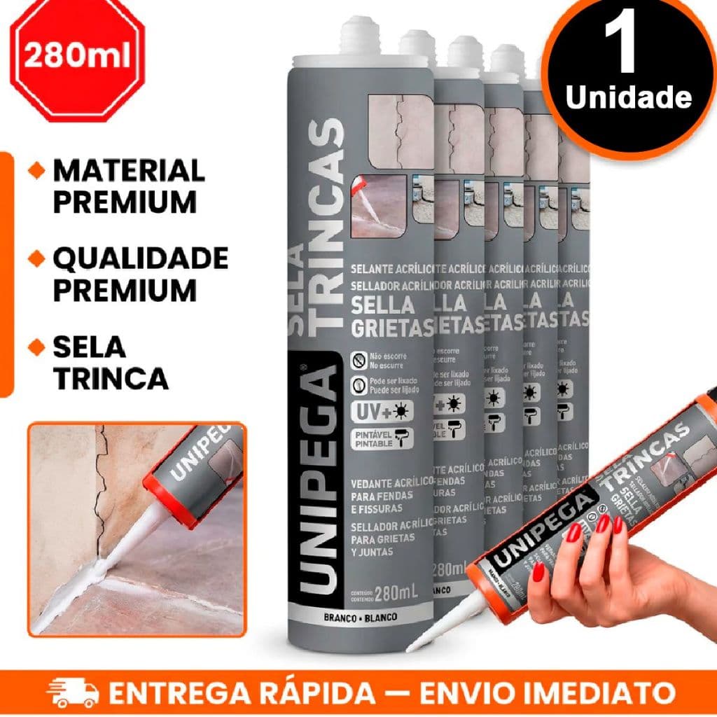 Sela Trincas Fissuras Rachaduras Laje Telhas Parede material premium Branco 280ml qualidade premium