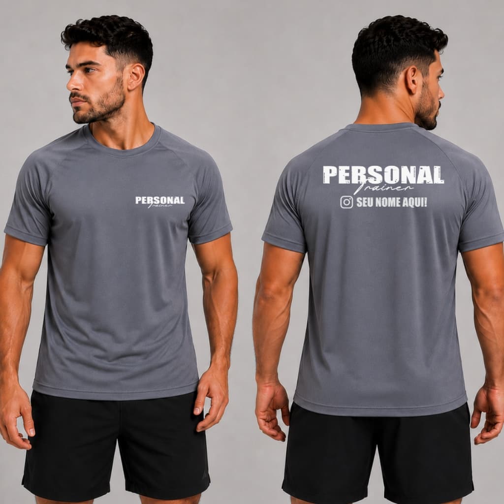 Camiseta Dry Fit Poliamida Malha Fria Uv Tecido Respirável Personal Trainer Seu Nome Personalizada 5