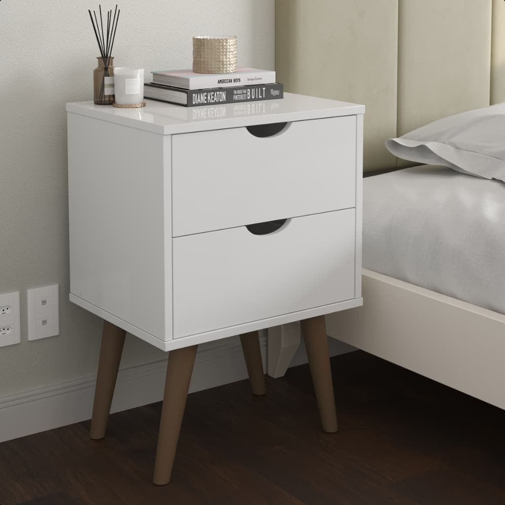 Mesa de Cabeceira Retrô Madri 2 Gavetas MDF para Quarto Moderna