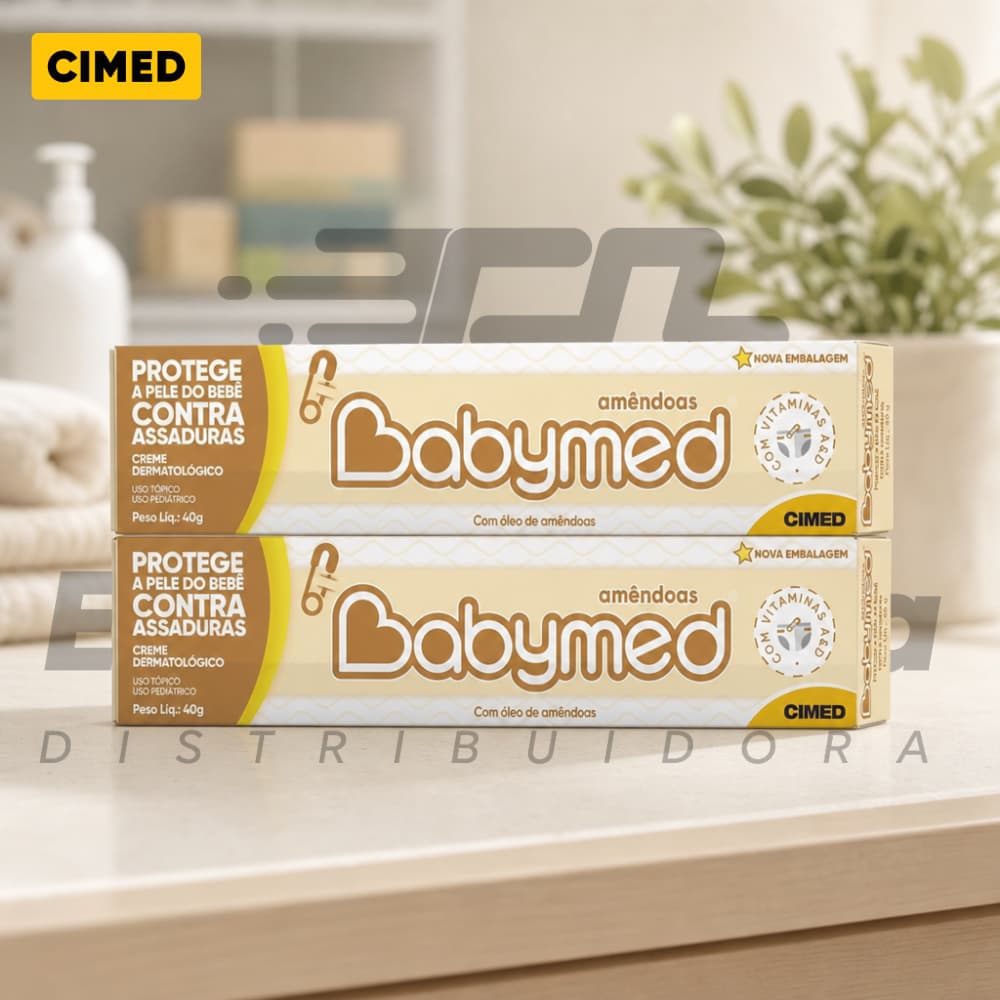 Kit C/2 Creme pomada para assadura Babymed Amêndoas hidratação vitamina E e A Bebê criança Cimed 45g