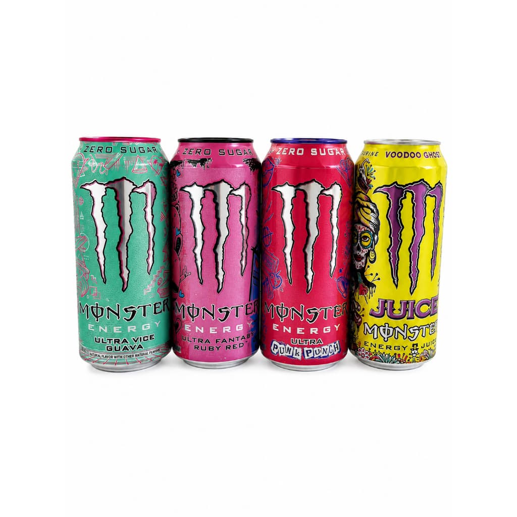 Monster Energy Importado Latas Raras Ultra Vice Guava/ Punk Punch/ Voodoo Grape/ Ultra Fantasy Ruby Red.