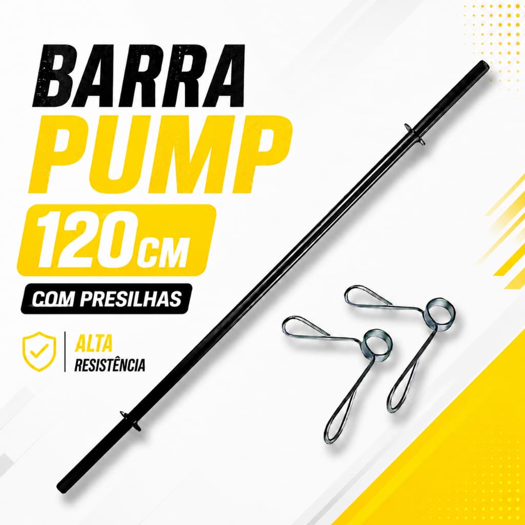 Barra Body Pump 120cm Musculação Treino Funcional Par de Presilhas Academia Exercícios Treino Gym