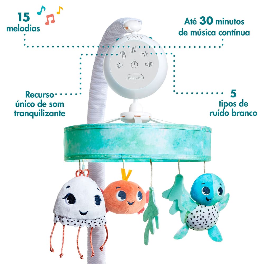Móbile Musical para Berço de Bebê com Ruído Branco  com Bichinhos Tiny Love