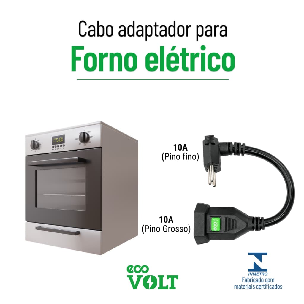 Cabo Adaptador De Tomada P/ Forno Elétrico 20a X 10a Ecovolt