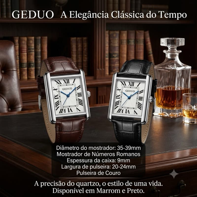 Relógio Geduo Rome - Elegância Clássica e Presença Marcante