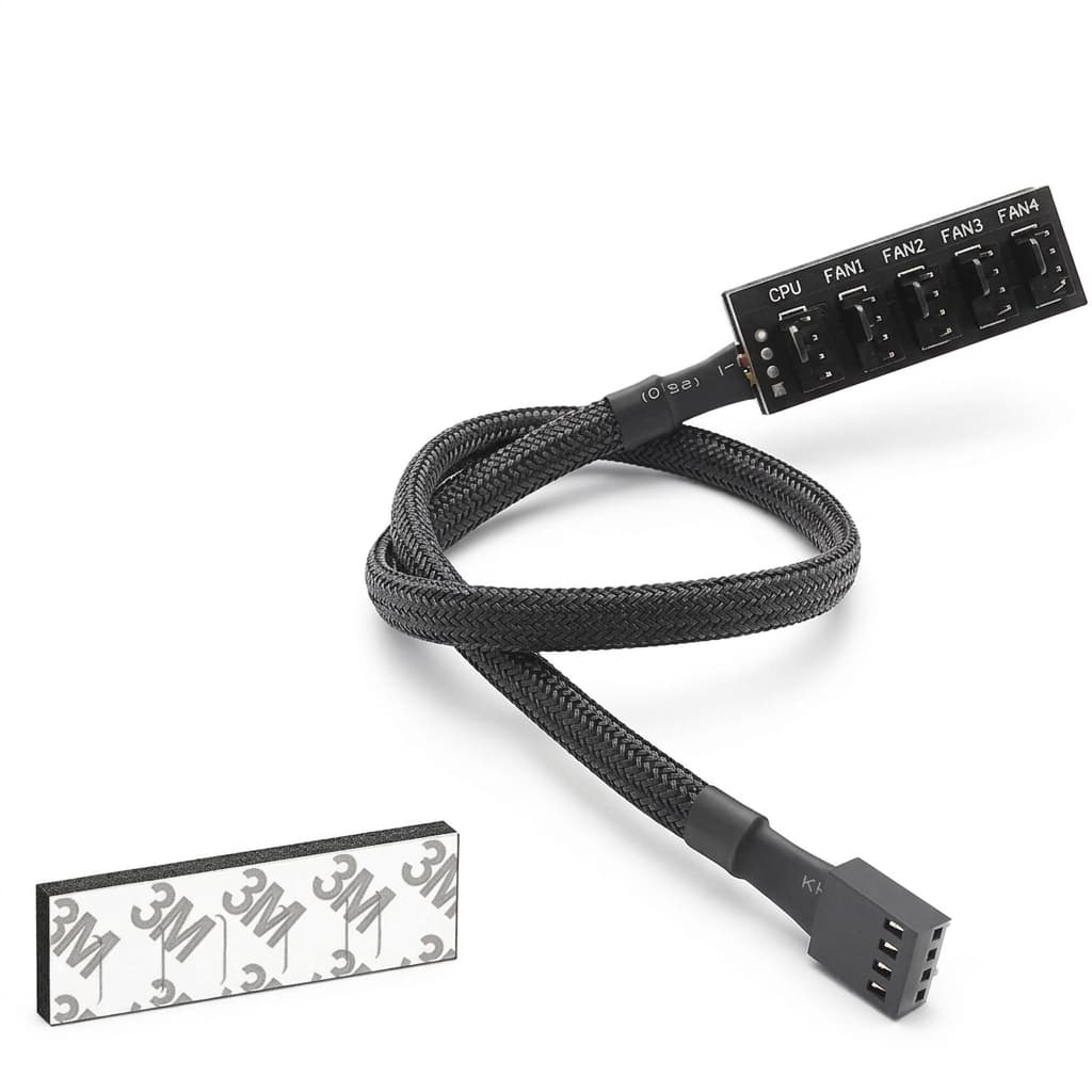 Adaptador Splitter Hub para Ventoinhas (Fan) de Resfriamento PWM Coolcirc – 4 pinos de 1 para 5 Conexões (Cabo Trançado)