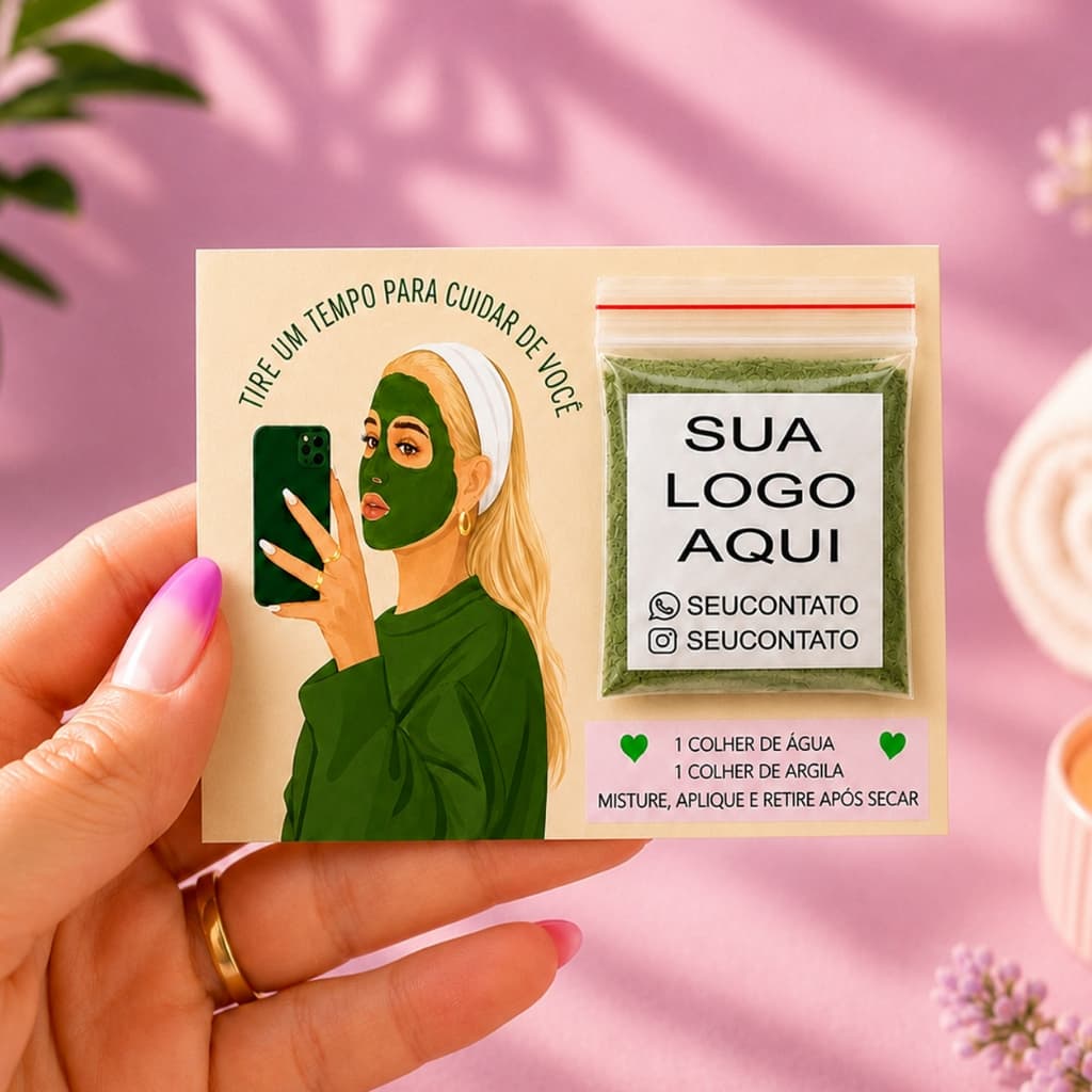 Tag card Lindo Mimo Agrado Para Cliente Cuide De Voce Unidade C/ Argila verde autocuidado bem estar
