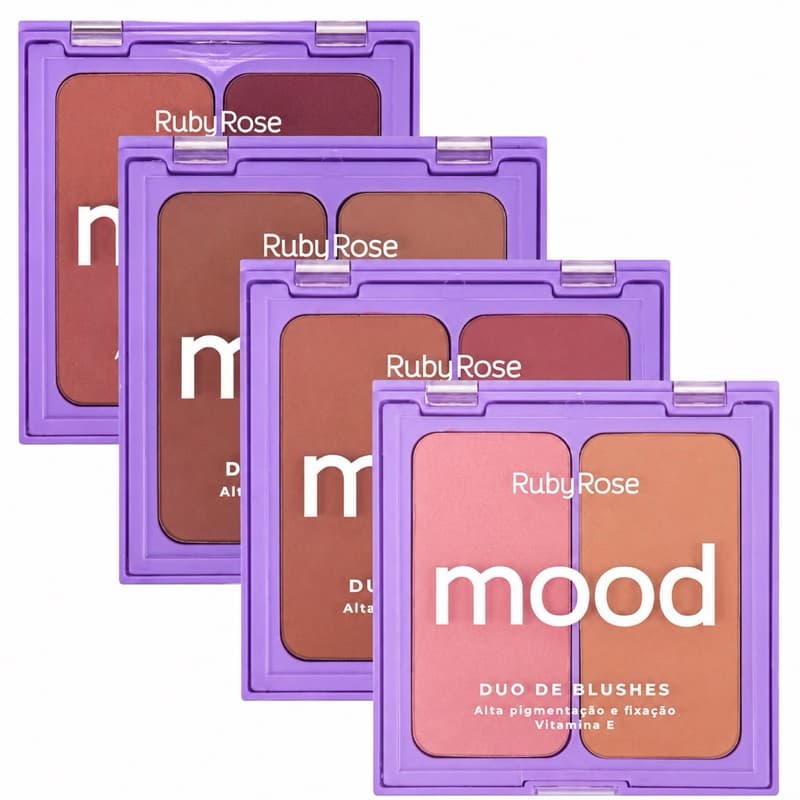 Duo de Blush Ruby Rose Mood Alta Pigmentação Vitamina