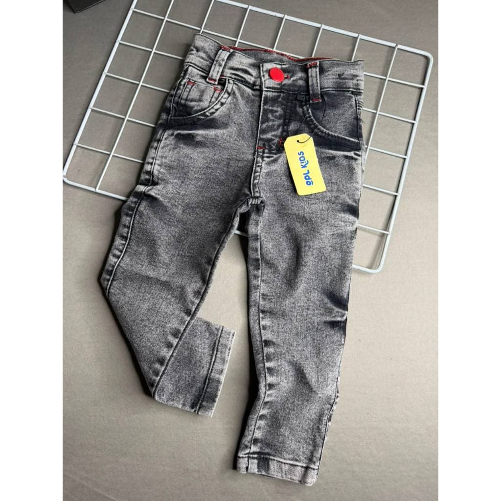 Calça Jeans Infantil Menino Preto Marmorizada Skinny Estilo Jogador Elastano Opl Kids
