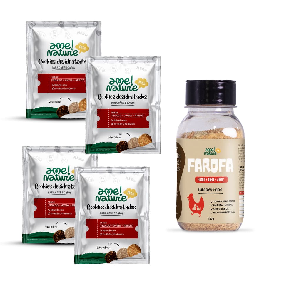Saborizante de Ração Pet Sabor Fígado c/150gramas cães e gatos + 4 pacotes de petiscos c/20gr cada