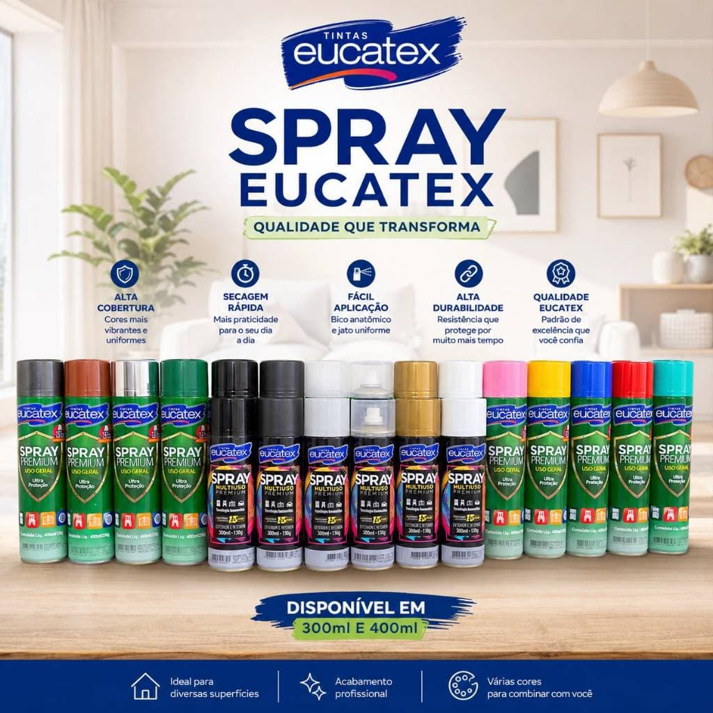Spray Alta Temperatura Dourado Cromado Verniz Preto Branco Azul Rosa Tinta Premium Secagem Rápida