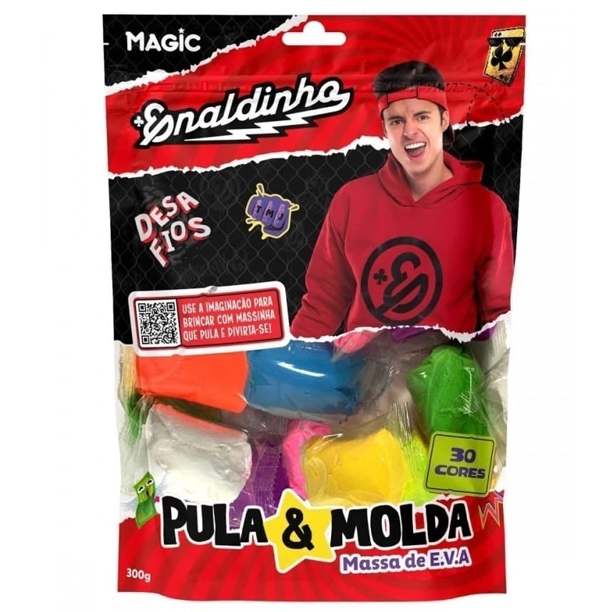 Massa EVA Enaldinho Pula e Molda 300g - 30 Cores Massinha Infantil Criativa Original