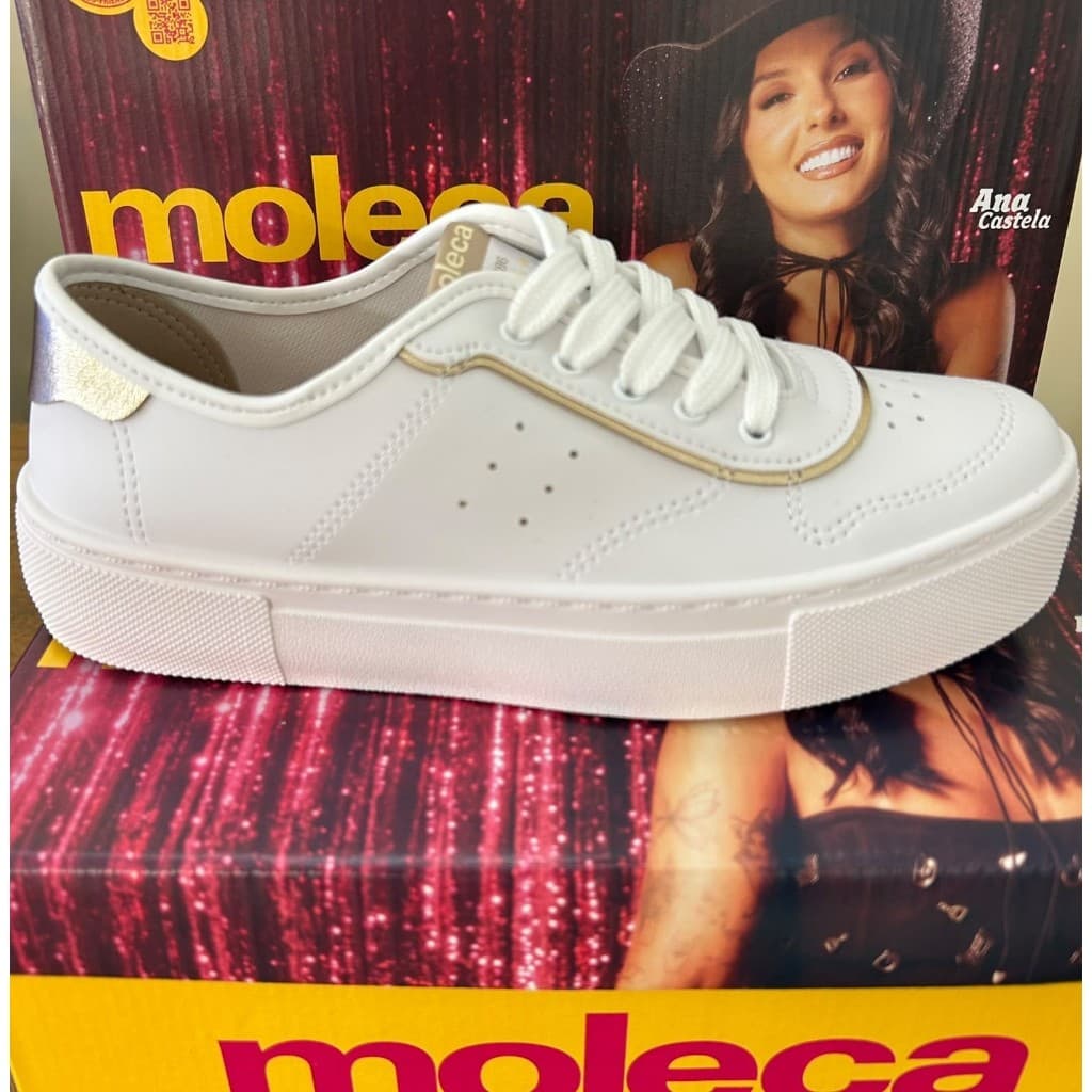 Tênis Plataforma Ana Castela Moleca Original Antiderrapante Branco Casual Feminino Confortável Leve