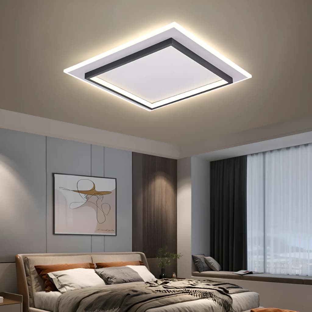 Plafon LED Quadrado 45cm Moderno Sobrepor para Sala Quarto Cozinha Luminária de Teto Premium
