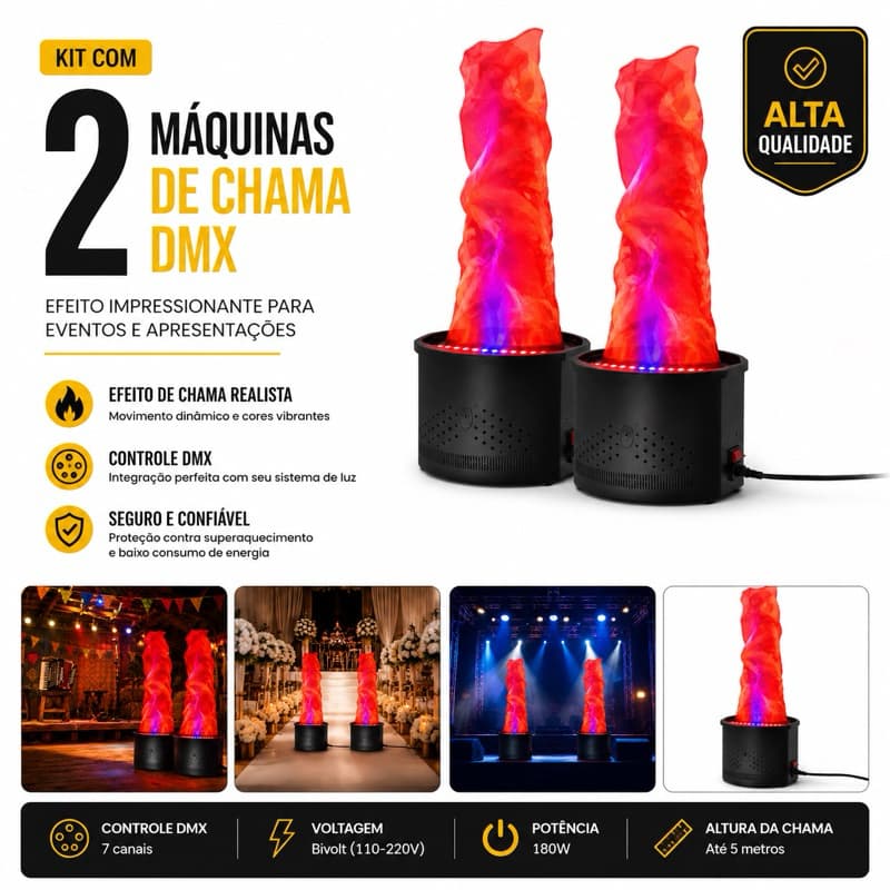 Kit 2 Tochas LED 1,45m Festa Junina Chama Realista Decoração Junina 588491