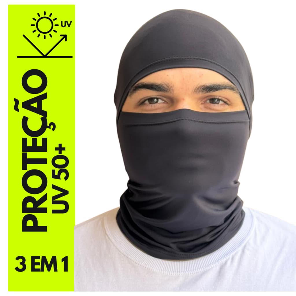 Balaclava Touca Ninja multifuncional UV50 capuz térmica unissex proteção solar e frio vento