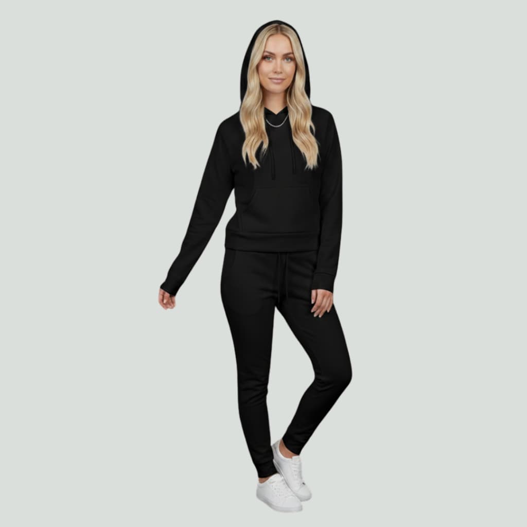 Conjunto Feminino Felpado com Capuz e Calça Jogger | Moletom Casual Confortável para Inverno | P, M, G e GG
