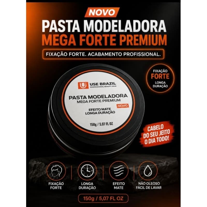 Pomada Modeladora Capilar Incolor Efeito Matte 150g – Fixação Forte, Longa Duração e Fácil de Remover.