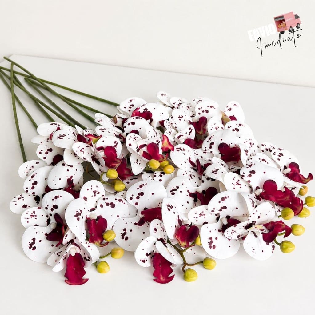 Haste de Orquídea Flores Artificial Decorativa Flor Grande Tipo Borboleta Realista mesclado