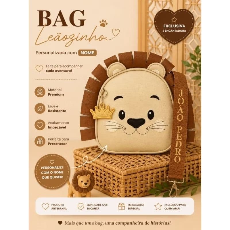 Bag leão/ mochila infantil/ bolsa infantil/ Mochila leão