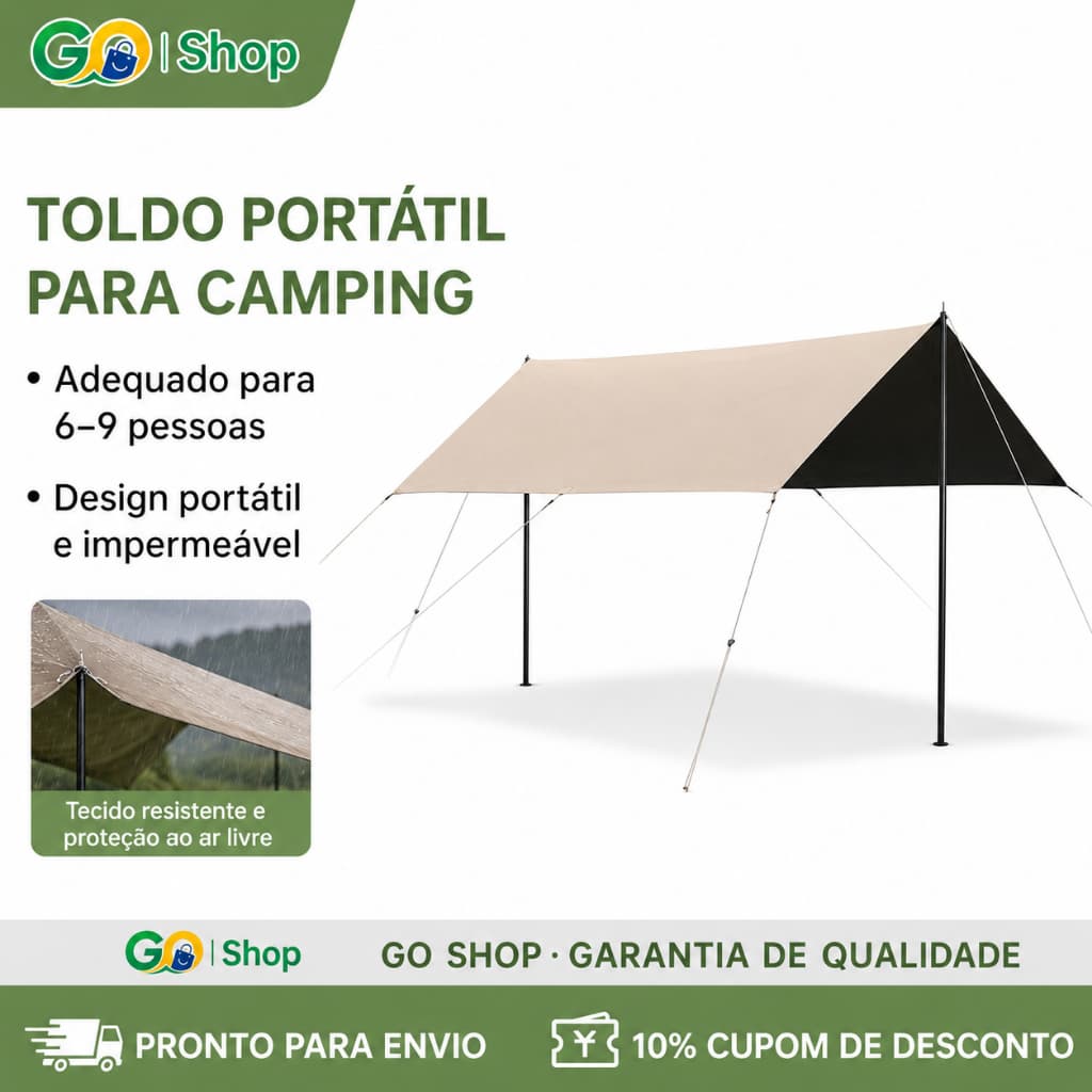GOSHOP Toldo Camping Impermeável Anti-UV, Ideal para Piquenique e Aventuras ao Ar Livre