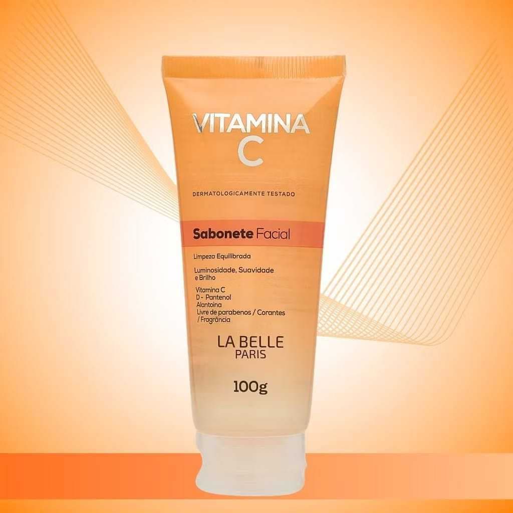 Sabonete Facial Vitamina C La Belle Cosméticos 100ml – Limpeza Profunda, Pele Iluminada e Hidratada