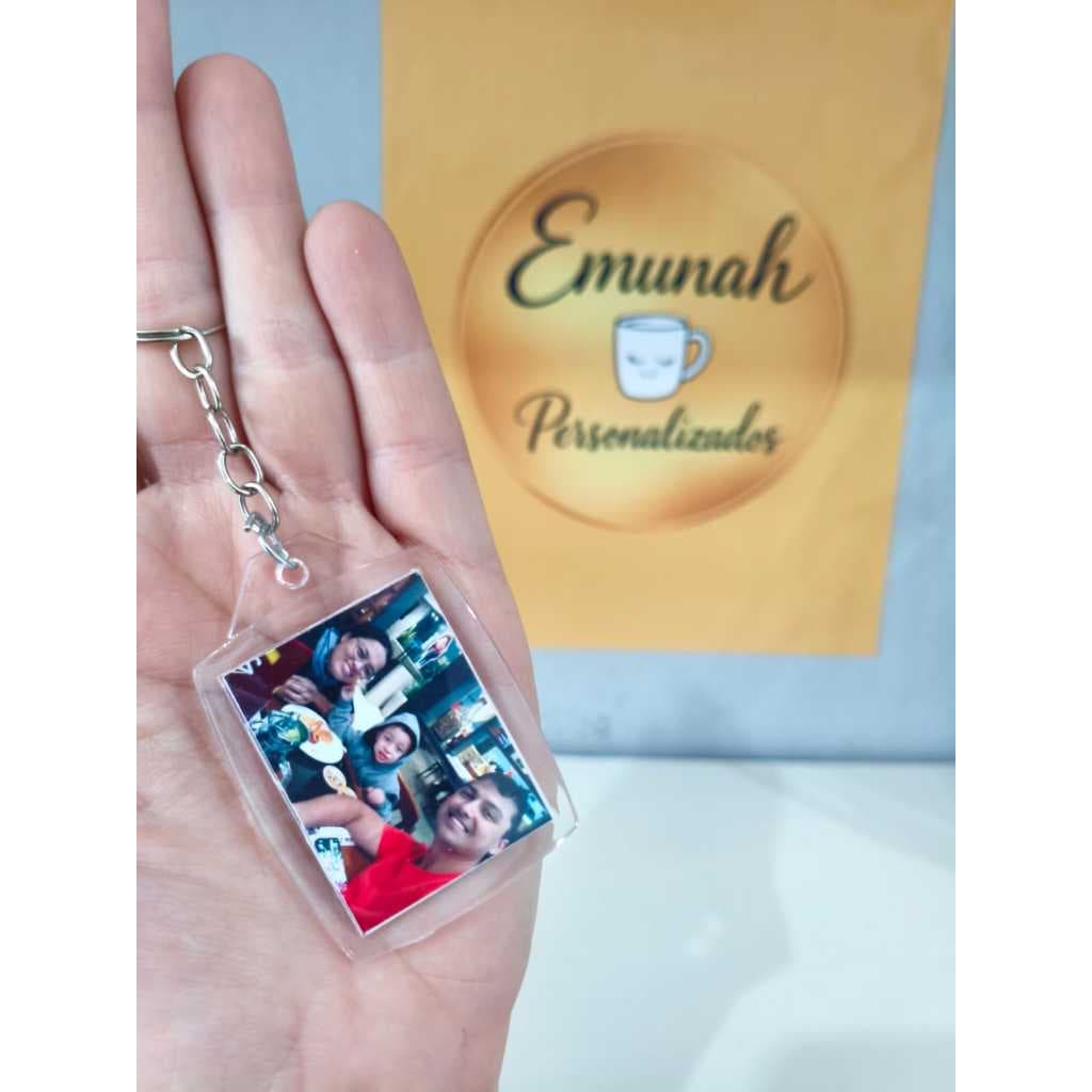 Chaveiro Personalizado com Foto 3x4 cm em Acrílico 100unidades | Presente para Casal, Família, Namorados e Pet