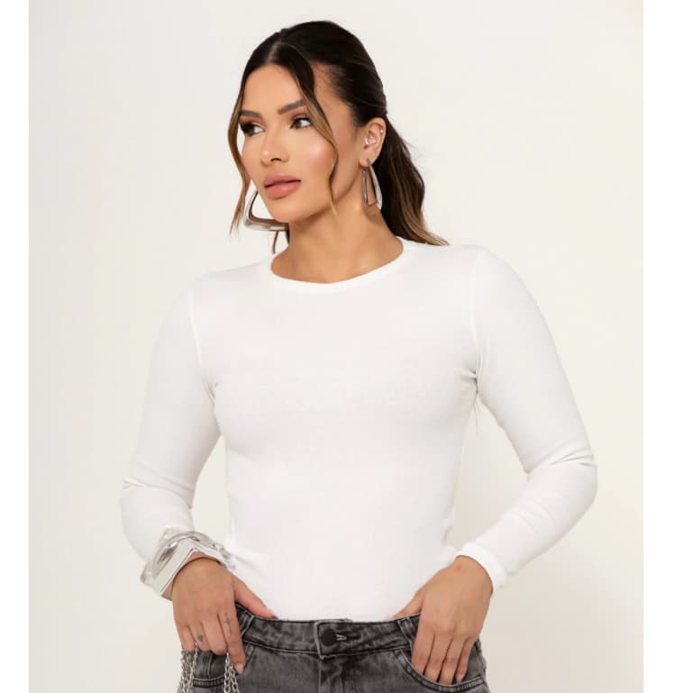 Blusa Inverno Feminina Manga Longa Ribana P M G GG G1 G2