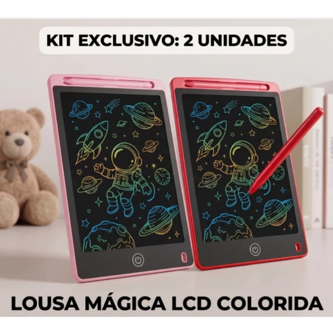 KIT Lousa Mágica LCD 8.5 Polegadas 1, 2 e 3 Unidades Tablet Infantil Escreve Apaga Educativa Colorida