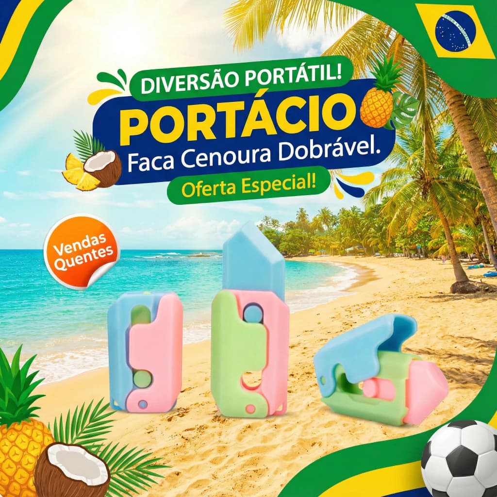 Brinquedo Faca Cenoura 3D Retrátil Fidget Anti-Stress Infantil Alívio de Ansiedade Divertido