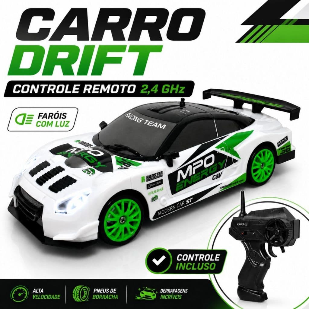 Carro Carrinho de Controle Remoto Brinquedo Divertido com 4 Rodas Extras Diversão Garantida