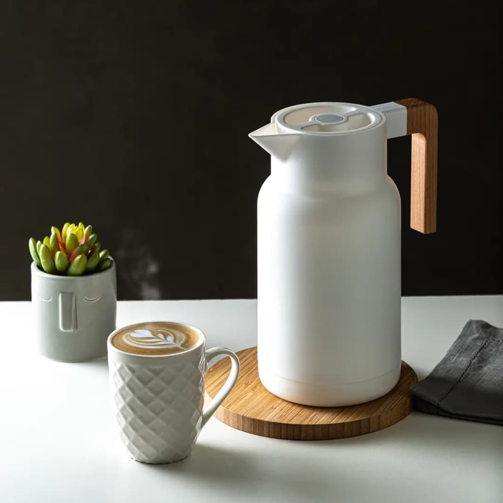 Garrafa Térmica Organic Cafe e Chá 1litros 12hrs Conservação Branca - Lyor