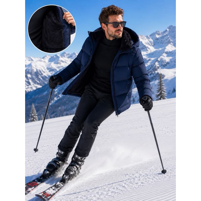 Jaqueta Neve Impermeável Térmica Com Capuz BOBOJACO PUFFER FORRO FLEECE BLUSA TERMICA PELUCIADA