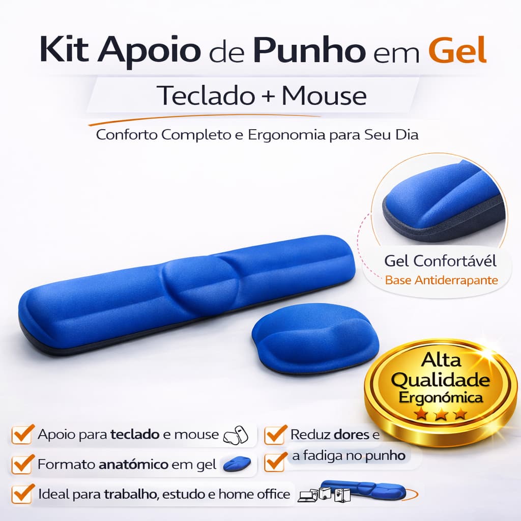 Kit Apoio de Punhos em Gel SmarConforto Teclado e Mouse