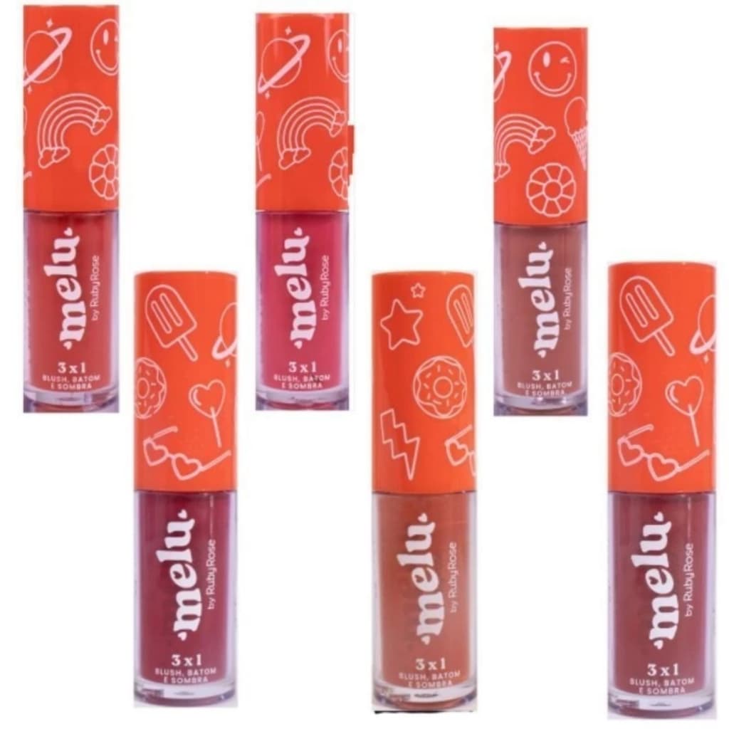 Blush, Batom e sombra 3x1 Melu - Ruby rose