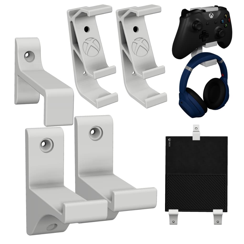 Kit Suporte para  Parede P/ Xbox One Fat P/ 2 Controles 2 fones  E Console