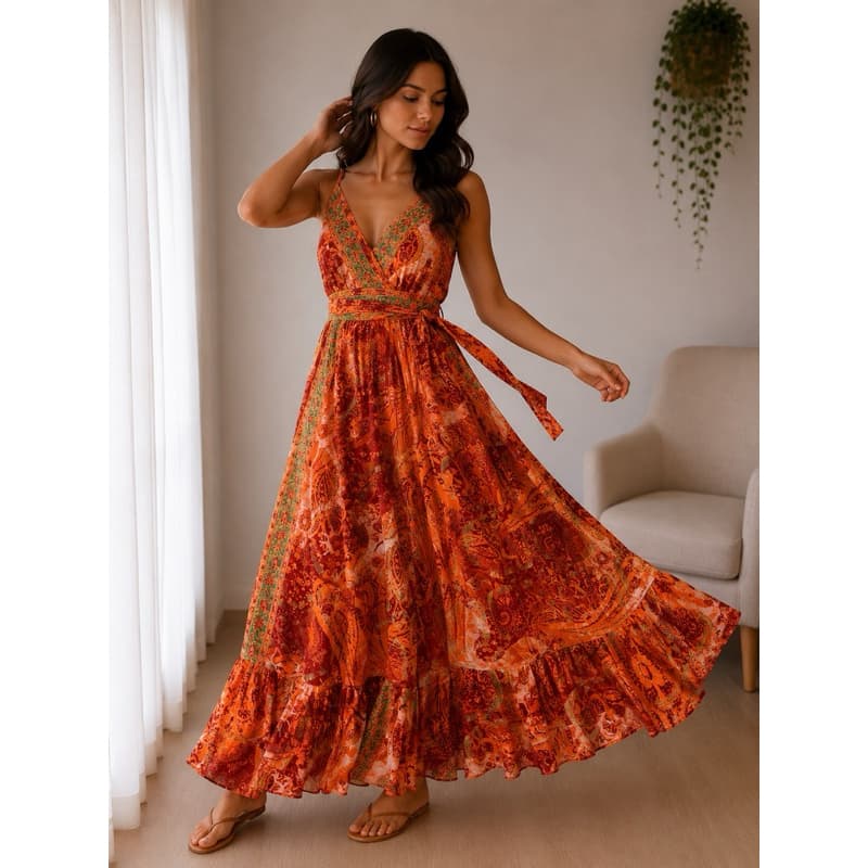 vestido longo estampado