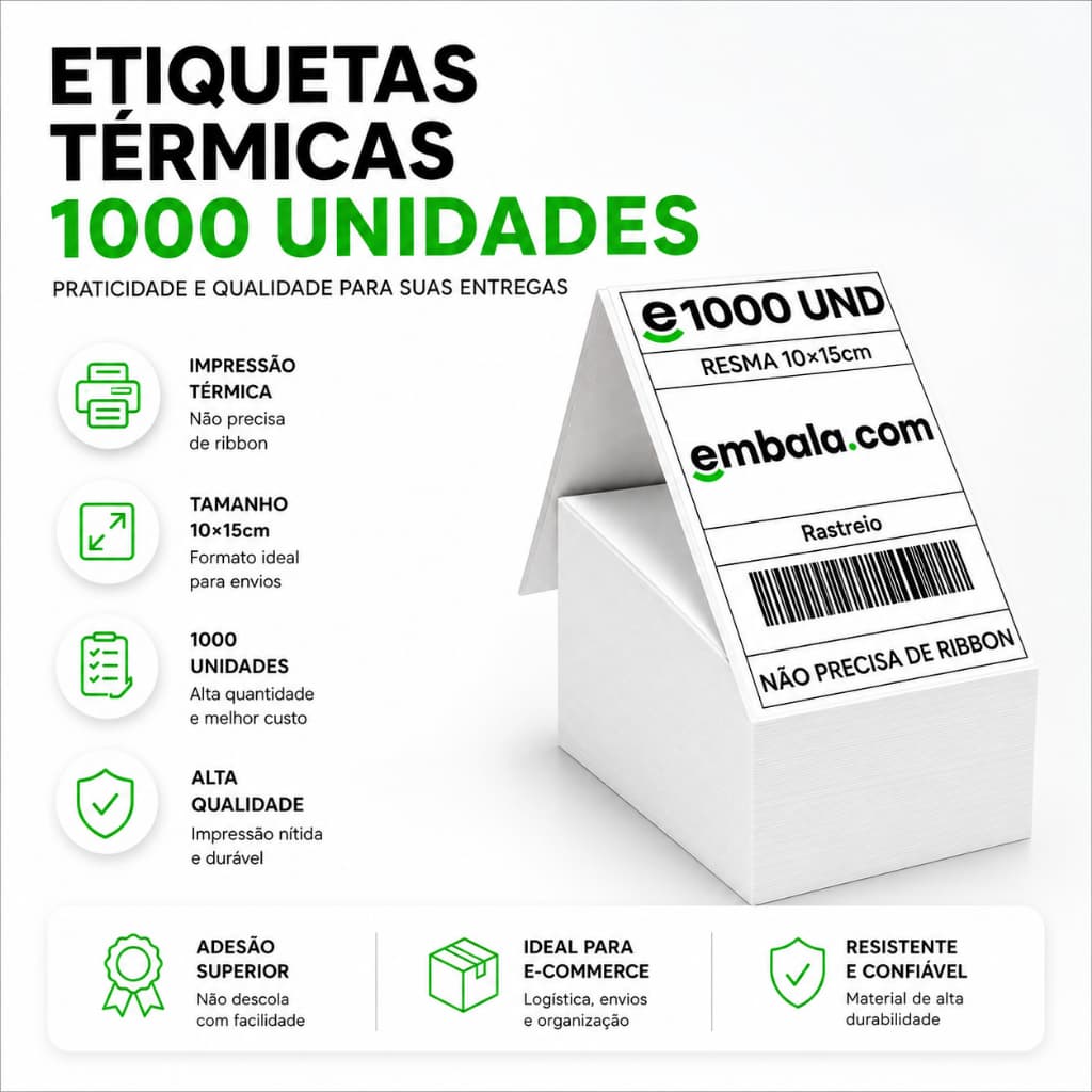 1 mil Etiquetas Térmica 10x15 Alta Qualidade Nao Precisa de Ribbon