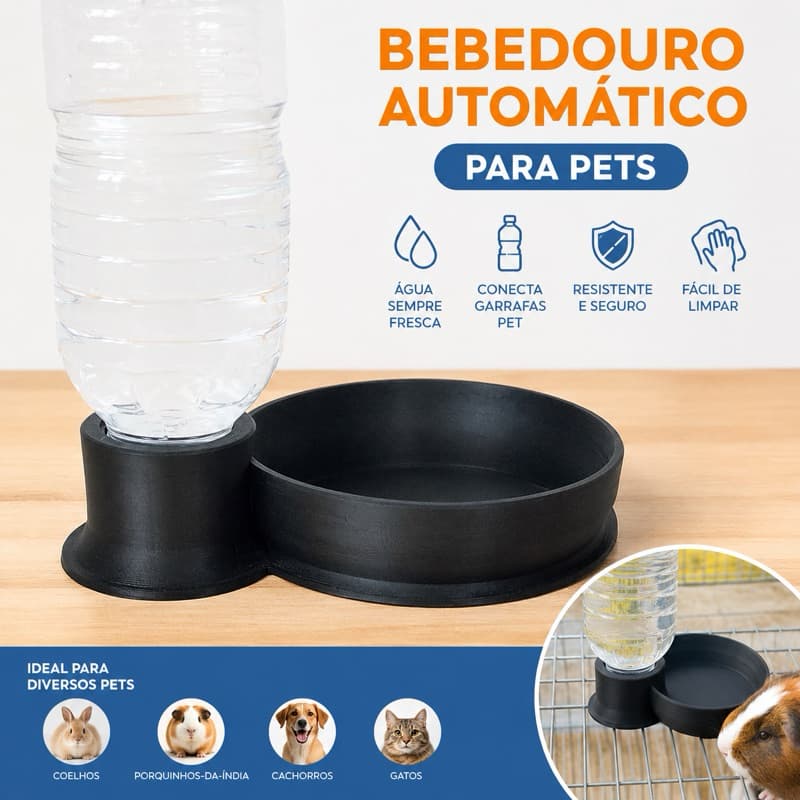 Bebedouro Automático para Pets com Garrafa PET | Coelhzo, Porquinho-da-Índia, Gato e Cachorro