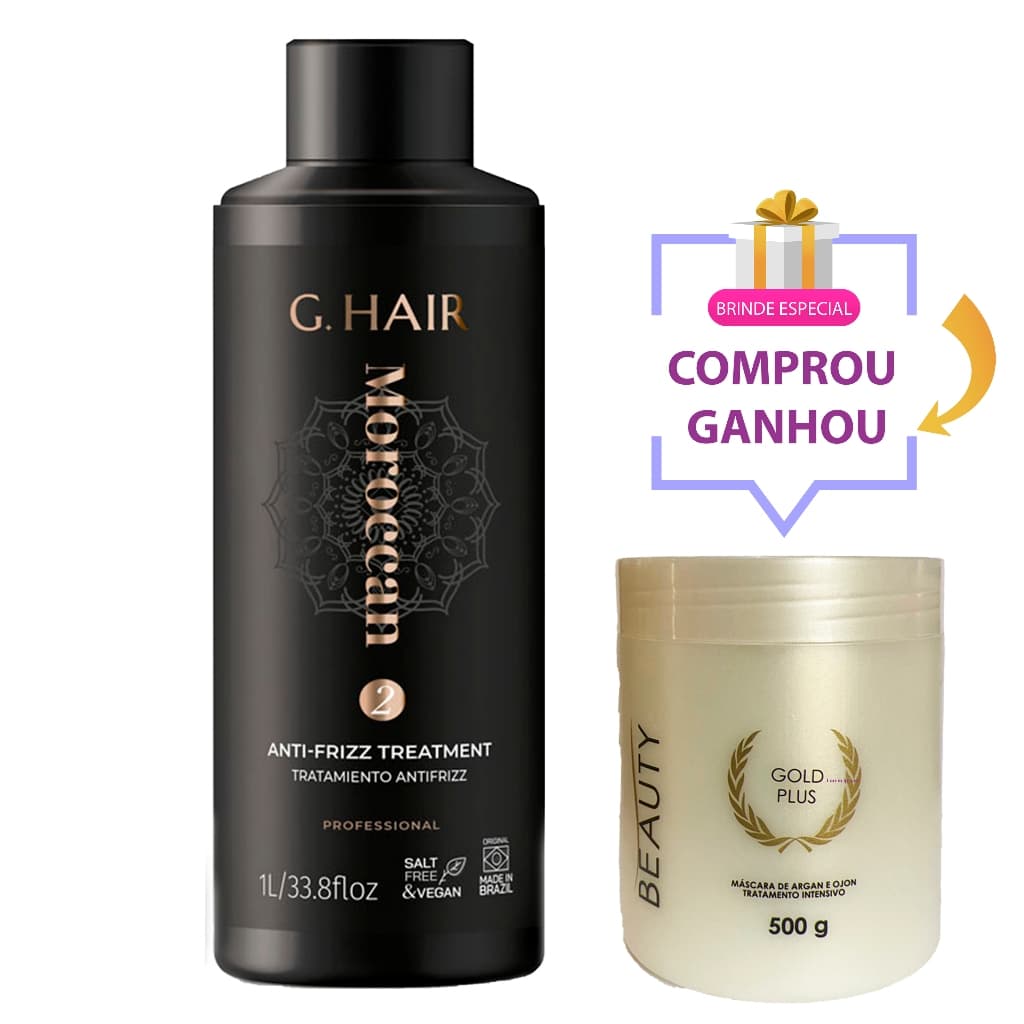 G.hair Antifrizz Escova Progressiva Marroquina Prof. 1l + Brinde