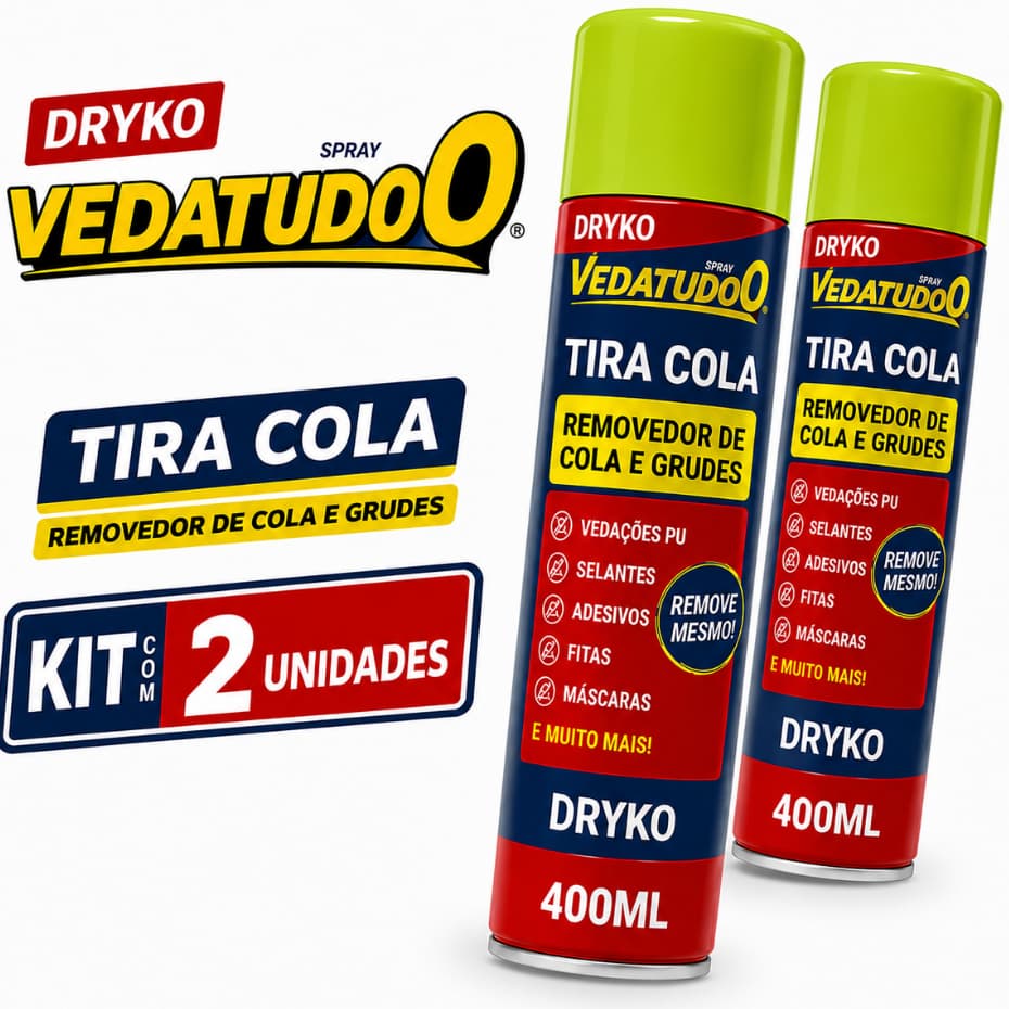 Kit 2 Unidades Spray Tira Cola Removedor Pu Silicones Vedatudo Dryko 400ml Dryko